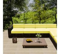 YongXinMY Outdoor Stretch Cushion Covers - Waterproof Full Wrap Patio Furniture Slipcovers with Zipper Solid Bench Seat Pad Protector for Garden Sofa Chair Deck Balcony (Yellow,50 * 50 * 5cm)
