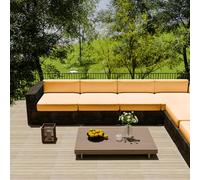 YongXinMY Outdoor Stretch Cushion Covers - Waterproof Full Wrap Patio Furniture Slipcovers with Zipper Solid Bench Seat Pad Protector for Garden Sofa Chair Deck Balcony (Orange,65 * 65 * 10cm)