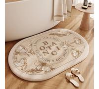 YongXinMY Oval Bathroom Rugs - Stain-Resistant American Style Retro Print Carpet, Absorbent Faux Cashmere Bath Mat, Non-Slip Quick-Dry Shower Rug for Bathroom, Toilet Home Decor(#3,45x70cm)