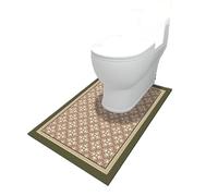 YongXinMY Retro Toilet Rugs U Shaped - PVC Leather Waterproof Non Slip Contour Bath Mat, Dirt Resistant Quick Dry Soft Absorbent Washable Toilet Floor Mat for Bathroom Decor (Brown Flower,60X60cm)