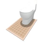 YongXinMY Retro Toilet Rugs U Shaped - PVC Leather Waterproof Non Slip Contour Bath Mat, Dirt Resistant Quick Dry Soft Absorbent Washable Toilet Floor Mat for Bathroom Decor (Beige Circular,60X90cm)