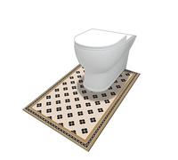 YongXinMY Retro Toilet Rugs U Shaped - PVC Leather Waterproof Non Slip Contour Bath Mat, Dirt Resistant Quick Dry Soft Absorbent Washable Toilet Floor Mat for Bathroom Decor (Vintage Flower,60X60cm)