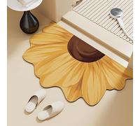 YongXinMY Semicircular Bath Mat - Diatomite Daisy Shape Absorbent Rug, Quick-Dry Non-Slip Corner Shower Mat, Cute Half-Circle Toilet Bathroom Floor Pad for Doorway Home Decor (#3,45x70cm)