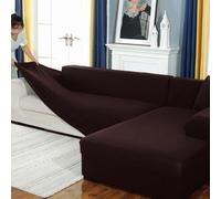 YongXinMY Stretch Couch Covers L Shaped Sectional - Universal Modern Solid Color Slipcover Full Wrap Elastic Fit Furniture Protector with Pillowcase for Pets Daily Living Room (#2,1 Seater)