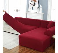 YongXinMY Stretch Couch Covers L Shaped Sectional - Universal Modern Solid Color Slipcover Full Wrap Elastic Fit Furniture Protector with Pillowcase for Pets Daily Living Room (#6,3 Seater)