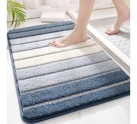 YongXinMY Stripe Microfiber Bathroom Rug Mat - Minimalist Flocked Bath Carpet Extra Soft Absorbent Quick Dry TPR Non Slip Machine Washable Rug for Entryway Shower Tub Kithchen (#2,40x60cm)