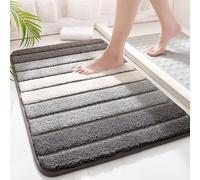 YongXinMY Stripe Microfiber Bathroom Rug Mat - Minimalist Flocked Bath Carpet Extra Soft Absorbent Quick Dry TPR Non Slip Machine Washable Rug for Entryway Shower Tub Kithchen (#1,50x80cm)