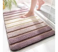 YongXinMY Stripe Microfiber Bathroom Rug Mat - Minimalist Flocked Bath Carpet Extra Soft Absorbent Quick Dry TPR Non Slip Machine Washable Rug for Entryway Shower Tub Kithchen (#3,50x80cm)