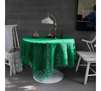 YongXinMY Vintage Crochet Doilies Tablecloths - Handmade Cotton Lace Table Cover with Tassel Hollow Knit Table Topper for Dining Room Wedding Tea Party Home Decor (#2,140x140cm)