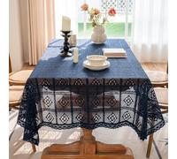 YongXinMY Vintage Crochet Doilies Tablecloths - Handmade Cotton Lace Table Cover with Tassel Hollow Knit Table Topper for Dining Room Wedding Tea Party Home Decor (#5,140x140cm)