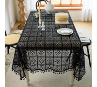 YongXinMY Vintage Crochet Doilies Tablecloths - Handmade Cotton Lace Table Cover with Tassel Hollow Knit Table Topper for Dining Room Wedding Tea Party Home Decor (#3,100x100cm)