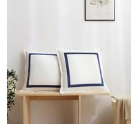 YongXinMY White Black Decorative Throw Pillow Covers - Velvet Square Cushion Cases, Minimalist Contrast Color Soft Pillow Covers for Hotel Couch Sofa Bed Living Room Bedroom Decor (Navy Blue,45x45cm)