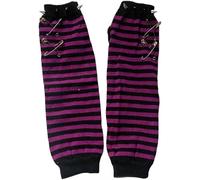 YongXinMY Women's Striped Arm Warmer with Spikes Accessories - Y2K Knitted Long Fingerless Gloves Punk Gothic Rock Emo Mittens Japanese Harajuku Lolita Cosplay Kawaii Thumb Hole Gloves (Purple)
