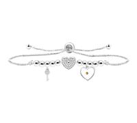 Yongxu White Love Symbol Metal Heart Charm Adjustable Size Beaded Wedding Manifesto Holiday Bracelet, Holiday Gift for Wife, Mother and Friends, Set with Heart shaped Mustard Seed Christ Pendant, M
