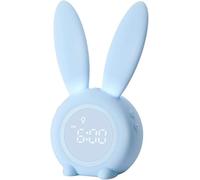 YONGYAO Kids Alarm Clock, Digital Bedside, Rechargeable Sleep Training Clock with Snooze Function, Wake Up Light, Night Light Rabbit Alarm Clock, Blue