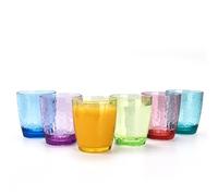 yongzhenlite 15 Ounce Large Acrylic Glasses Plastic Tumbler/Drinking Cups,Set of 6 Multi-Hammered Style,BPA Free