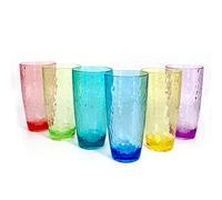 yongzhenlite 26-Ounce Large Acrylic Glasses Plastic Tumbler/Drinking Cups,Set of 6 Multi-Hammered Style,BPA Free