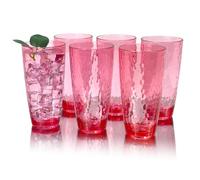 yongzhenlite 26-Ounce Large Acrylic Glasses Plastic Tumbler/Drinking Cups,Set of 6 Multi-Hammered Style,BPA Free (Red, 26 Ounce)