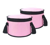 yongzhenlite Set of 2 Insulated Cooler Pie Carrier.Round Thermal Casserole Carrier,Polyester Fabric Cooler Lunch Bag for Hot or Cold Food Transport,Large Size,11x7 Inch (Pink)