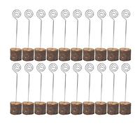 YONGZURA 20Pcs Wood Place Card Holders | Rustic Wedding Name Card Holders with Swirl Wire | Photo Holders for Birthday/Christmas/Restaurant Events | 14.5cm Height, 460g Weight