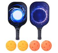 YONGZURA 2Pcs Carbon Fiber Paddles | Hexagonal Core for Performance & Control | Lightweight Rackets for Beginners/Experts | Includes 4 Balls, Perimeter Protection