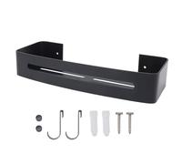 YONGZURA Bathroom Shower Shelf Convenient Space Saving Durable Single Layer Wall Mount for Modern Bathrooms (Black)