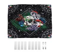 YONGZURA Colorful Mushroom Skull Tapestry | Soft Polyester Fabric Wall Hanging | HD Printed Bedspread/Beach Towel/Picnic Blanket | Includes Hanging Accessories (95x73cm (brushed))