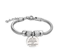 Yonhon Love Between a Grandmother and Granddaughter is Forever Bracelet, Stainless Steel, Rhinestone