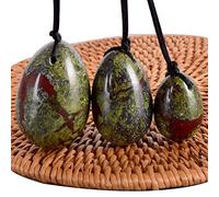 Yoni Egg Jade Eggs for Kegel Exercise Jade Egg Set Drill Natural Blooded Jasper Yoni Egg Mineral Quartz Massage Ball Kegel Exercise,3 Pcs