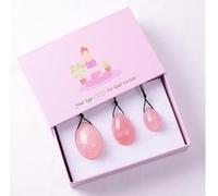 Yoni Egg Natural Rose Quartz Muscle Tightening Massage Ball Set Women Kegel Exerciser Feminine Crystal Yoni Wand Jade Massager,4pc with Box