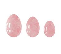 Yoni Eggs 3PCS Undrilled Natural Rose Quartz Massage Egg Set Obsidian Crystal Mineral Ball Kegel Exercise Tiger Eye Jade Egg,for Women Tightening Exercise Set,Rose Quartz Eggs