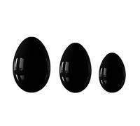 Yoni Eggs 3PCS Undrilled Natural Rose Quartz Massage Egg Set Obsidian Crystal Mineral Ball Kegel Exercise Tiger Eye Jade Egg,for Women Tightening Exercise Set,Obsidian Eggs