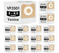 Yonice 15 Pack VF3501 Dust Bags Size C Compatible for Ridgid & Workshop 3-4.5 Gallon Vacuums, Disposable Dust Collection Filter Bags Replace Part# 23738 VF3501 WS32045F