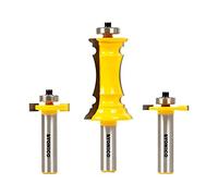 Yonico 12230-3 Bit Miter Frame Molding Router Bit Set, 2-1/2" Designer Molding Bit with Slot & Biscuit Cutters - 1/2" Shank