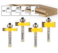Yonico 14481q 4 Bit Slot Cutter Router Bit Set 1/4-Inch Shank