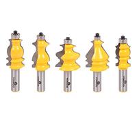 Yonico 16501 5 Bit Architectural Molding Router Bit Set 1/2-Inch Shank