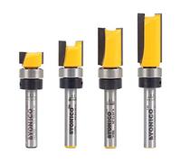 Yonico Flush Trim Router Bit Set 4 Bit 1/2-Inch Diameter 1/4-Inch Shank 14422q