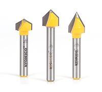 YONICO Router Bits V Groove Small 3 Bit Set 1/4-Inch Shank 14390q