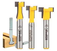 Yonico T Track T Slot Router Bit 3 Bit Set 1/4-Inch Shank 14392q