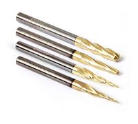 Yonico Tapered Endmill Ball Nose Router Bits CNC Engraver Solid Carbide Spiral 4 Bit 1/4-Inch Shank 37004-SC