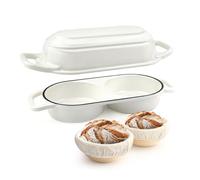 YONILL Mini Double Dutch Oven with Lid for Sourdough Bread Baking (White)