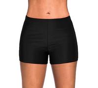 Yonique Womens Swim Shorts Solid Tankini Bottoms Swimsuit Bottoms - Black - Large