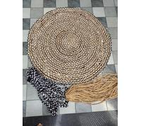 Yonir Export Jute and Cotton Rug Reversible Rugs Round Braided Floor Carpet for Living Room, Door mat, Bedroom, Dining, Office (2 Feet x 2 Feet (60 cm x 60 cm))