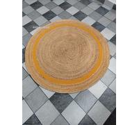 Yonir Export Jute Rug Round Natural Hand Braided Round Design Floor Carpet for Living Room, Door mat, Bedroom, Dining, Office Area Rug (6 Feet x 6 Feet (180cm x 180cm))