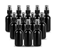 YONKAN 2oz Glass Spray Bottle, Fine Mist Boston Glass Bottles with Black Fine Mist Sprayer Small Clear Bottles for Essential Oils, Bath, Beauty, Hair & Cleaning, UV Black, Pack of 12