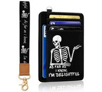 Yonlevres Credit Card Holder Slim Wallet, RFID Wallet Women Front Pocket Small Card Holder, Travel Card Case with ID Window PU Leather Cute Funny Thin RFID Blocking Card Organizer Gifts Girls Ladies,