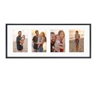 YONLICH Golden State Art, 8x20 Black Aluminum Metal Frame - Ivory Mat for Four 4x6 Photos/Pictures - Sawtooth Hanger - Swivel Tabs - Wall Mounting - Landscape/Portrait - Collage Display - Real Glass