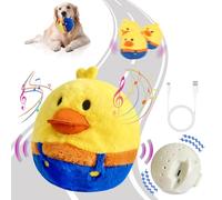 YONLIT Upgraded Rechargeable Interactive Dog Toy, Indestructible Plush Moving Duck Ball, Talking Squeaky Bouncing Ball with Recording Playback, Superior Crinkle Paper, Fully Covered Chew Toys for Dogs