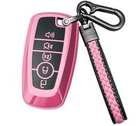 Yonmcfn for Ford Key fob Cover Compatible with Edge Explorer Bronco Escape Expedition Maverick Transit Lightning Duty Nautilus Remote Smart Key,TPU Protective case (Pink)