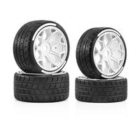 YONMFRDS RC Beadlock Tires For Arrma For Firebird For FELONY For FSR Flying For Mustang Flat Run 1/7 Wheels Tires For Racing Road Model Accessory Modified(White)